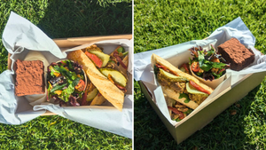 Vegan/vegetarian baguette with vegan salad option